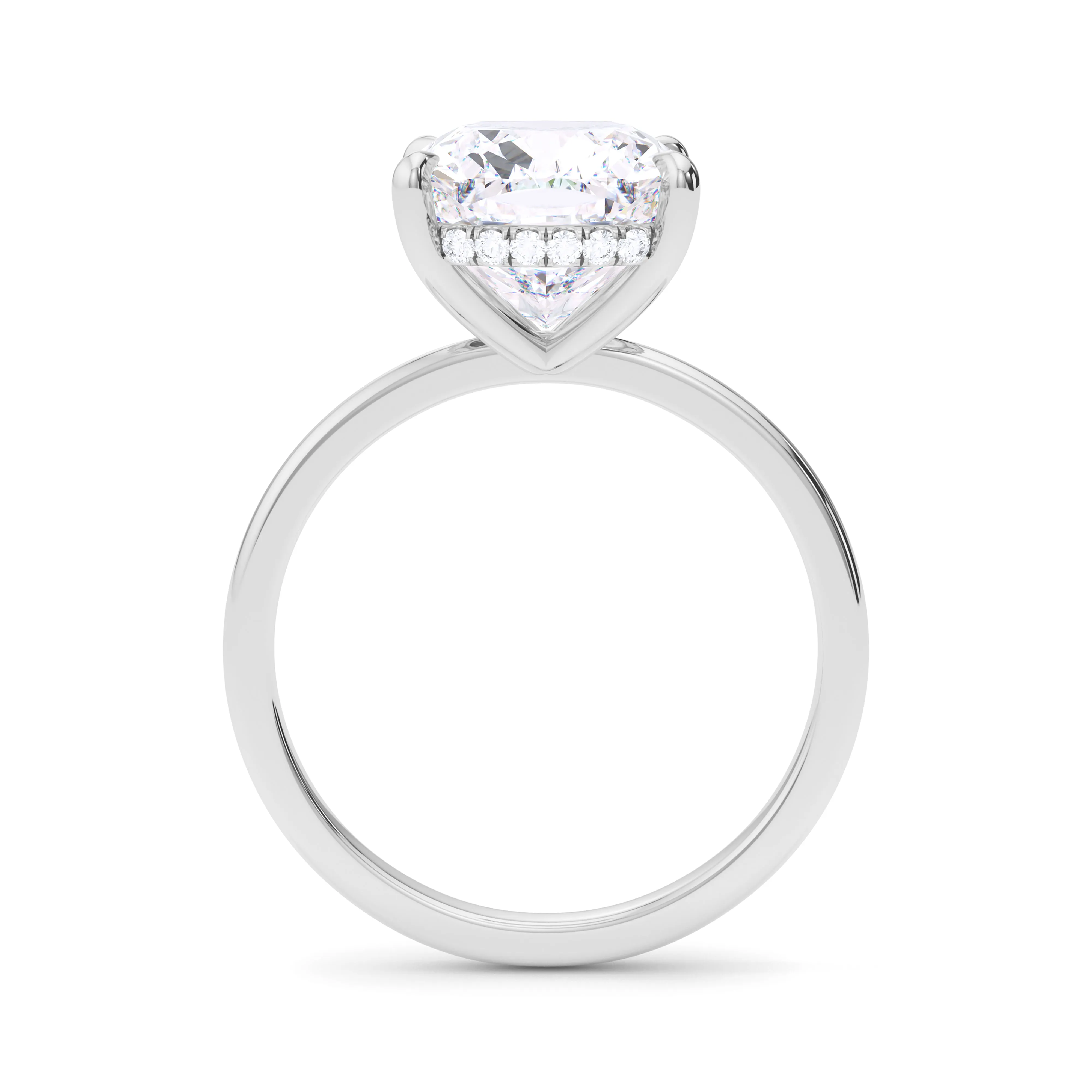 Cushion Cut Hidden Halo Diamond Ring