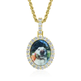 Custom Iced Oval Photo Pendant