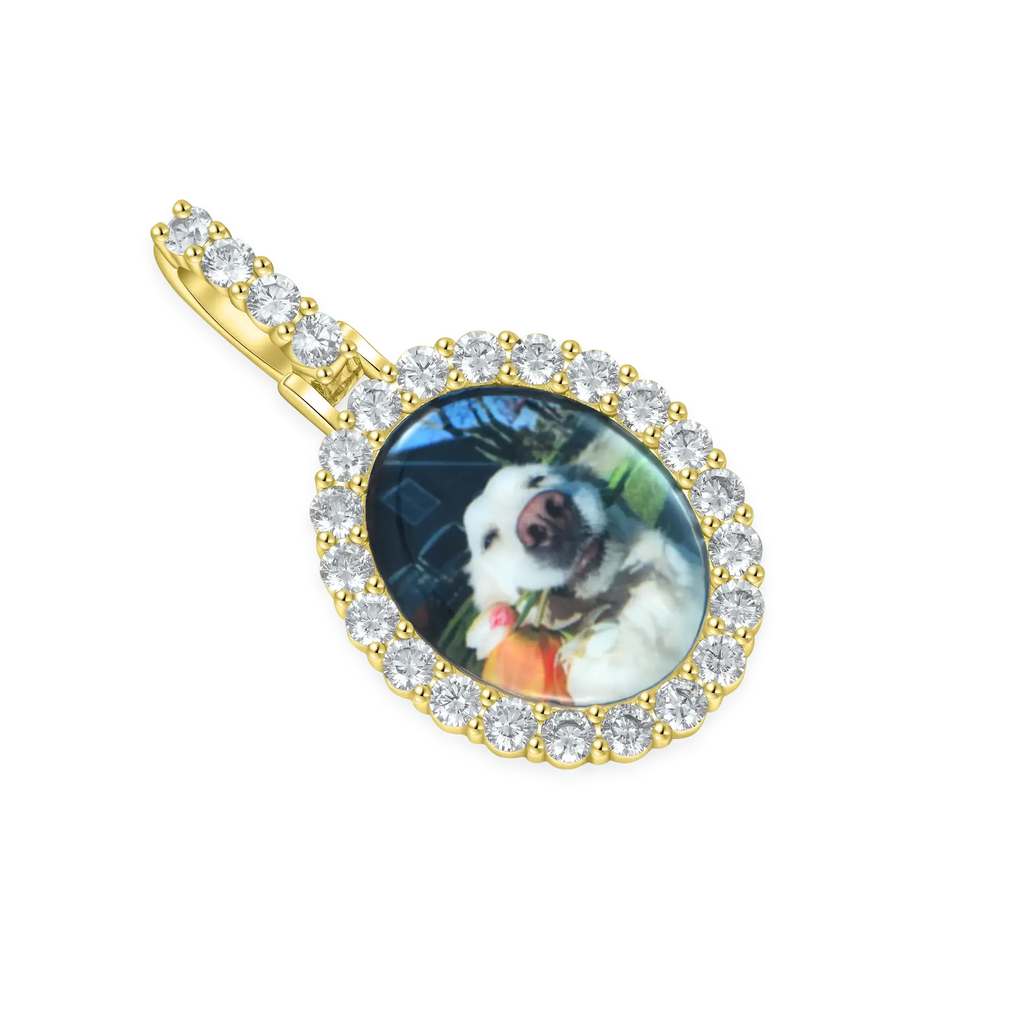 Custom Iced Oval Photo Pendant