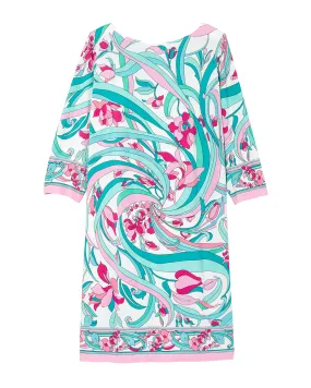 Daisy 3/4 Sleeve Shift Dress | Pink / Light Blue