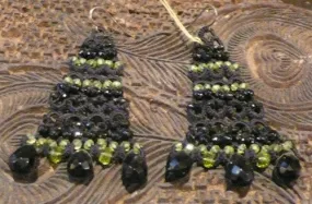 Danielle Jossie Welmond Black Woven Chandelier Earrings with Peridot and Jet