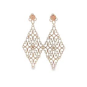 Diamond 18k Rose Gold Filigree Chandelier Earrings