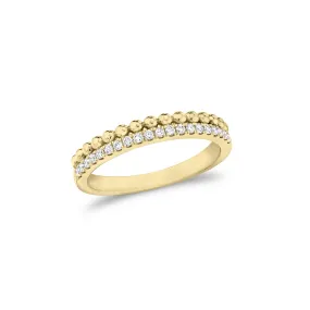 Diamond & Beaded Gold Stackable Ring