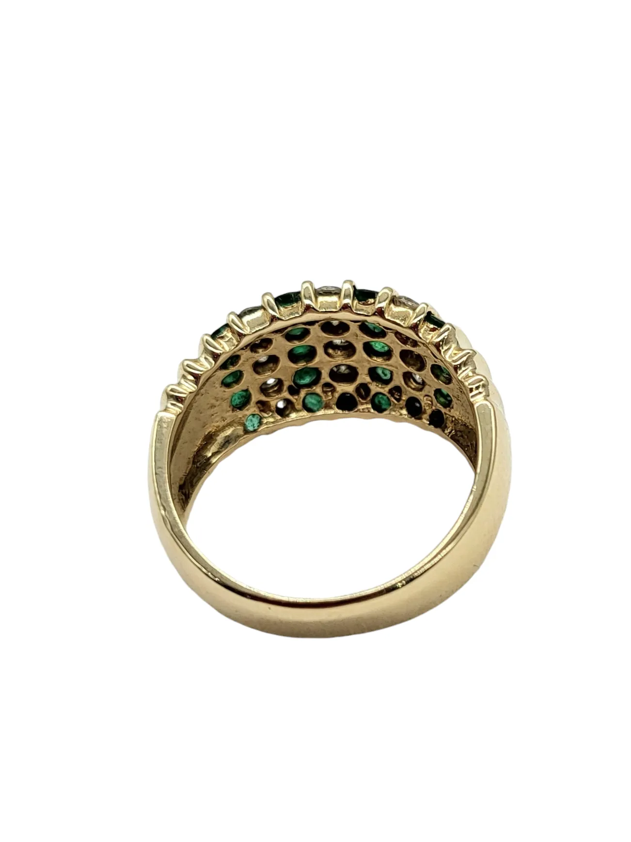 Diamond and Emerald Muti-Row Ring