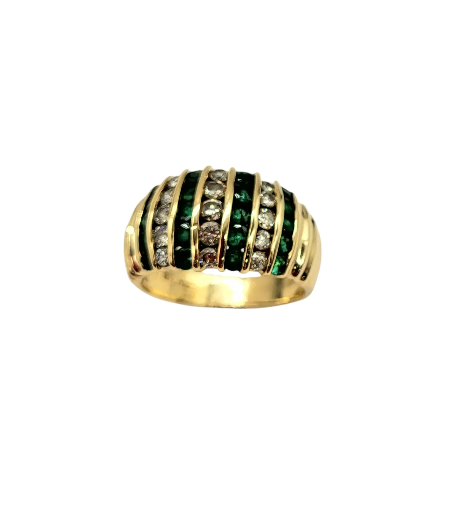 Diamond and Emerald Muti-Row Ring