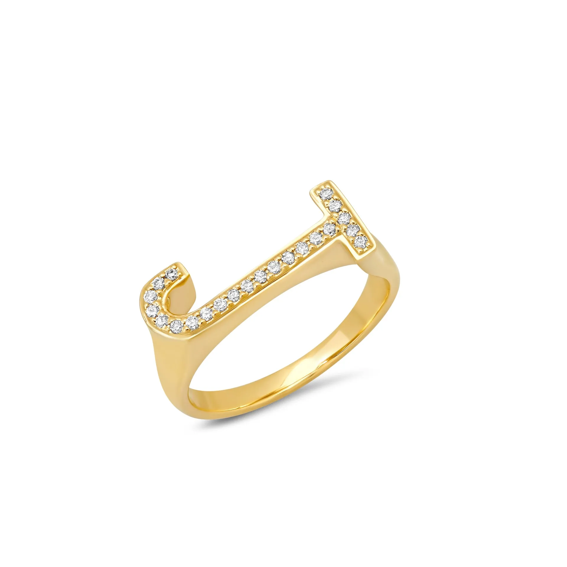 Diamond Chunky Initial Ring "J"