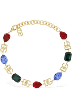 Dolce&amp;Gabbana   DG logo crystal collar necklace 