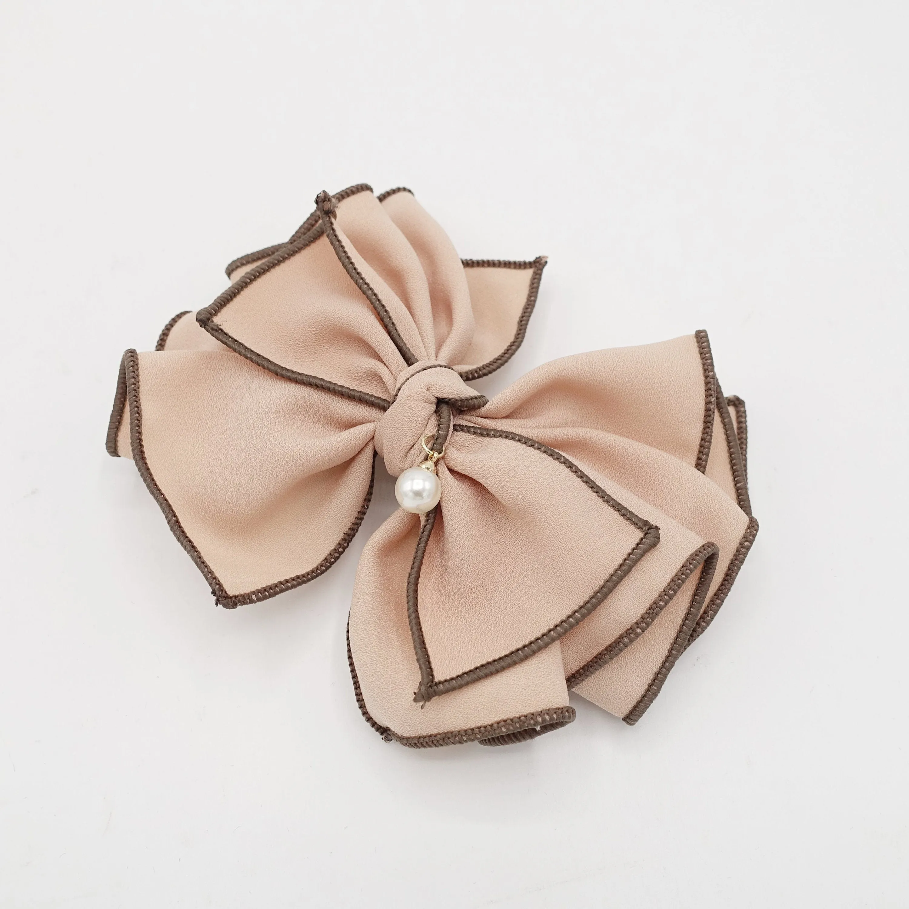 double colored edge hair bow pleated women hair accessory