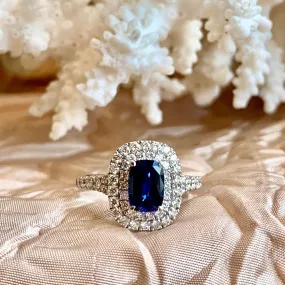 Double Halo Sapphire Ring