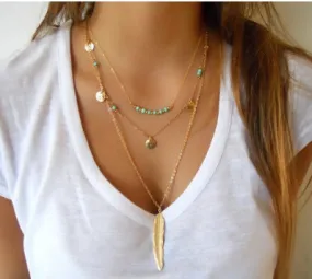 Double-layer Triangle Necklace Multi-layer Clavicle Chain Modern for Girls Women