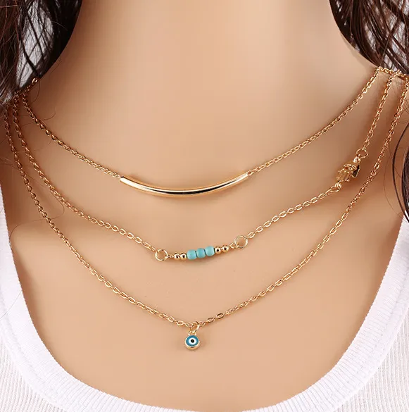 Double-layer Triangle Necklace Multi-layer Clavicle Chain Modern for Girls Women