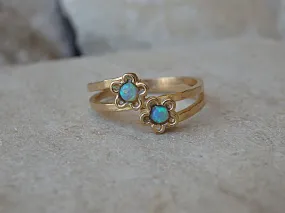 Double Opal Gold Ring