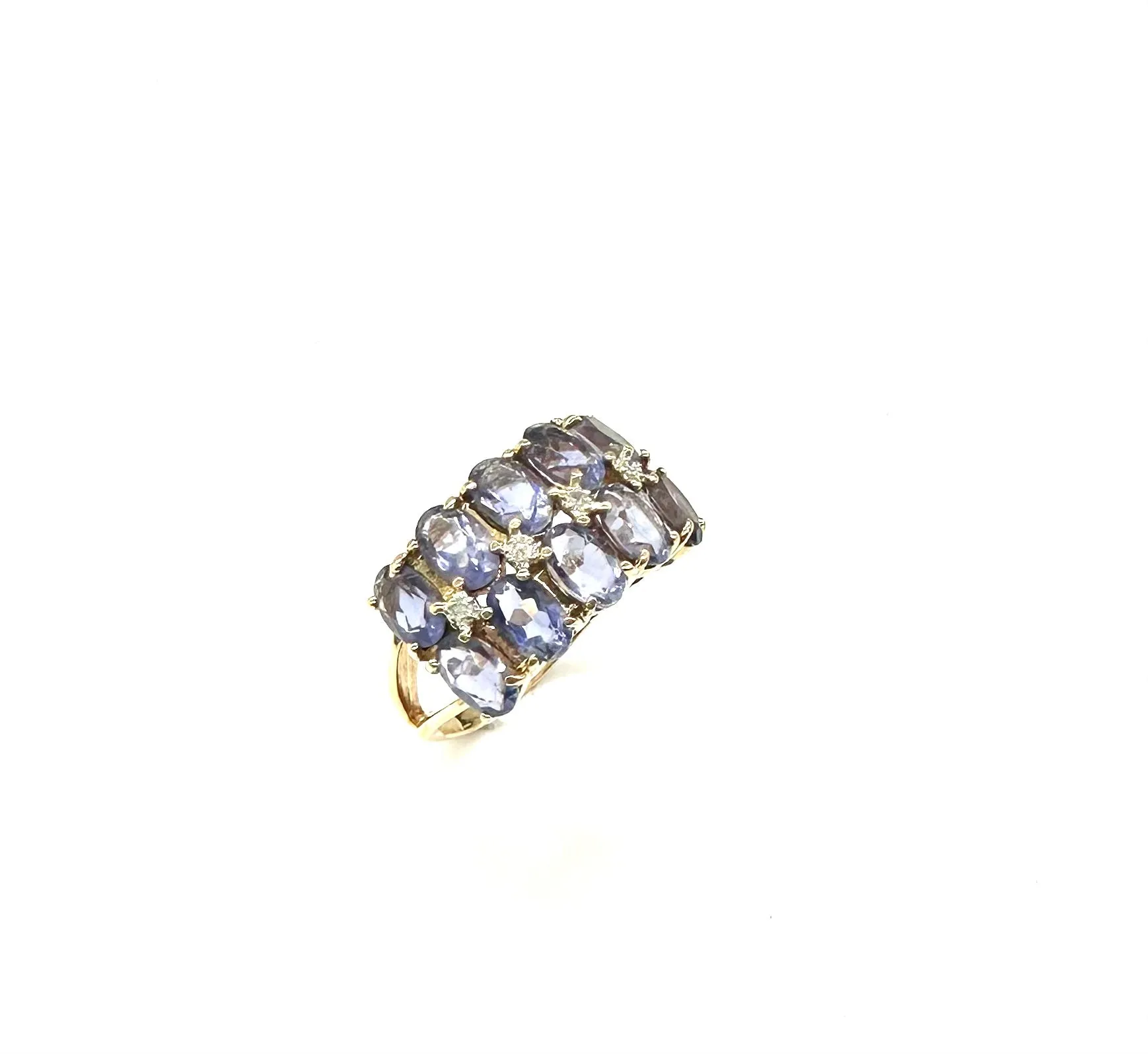 Double Row Tanzanite & Diamond Accent Ring