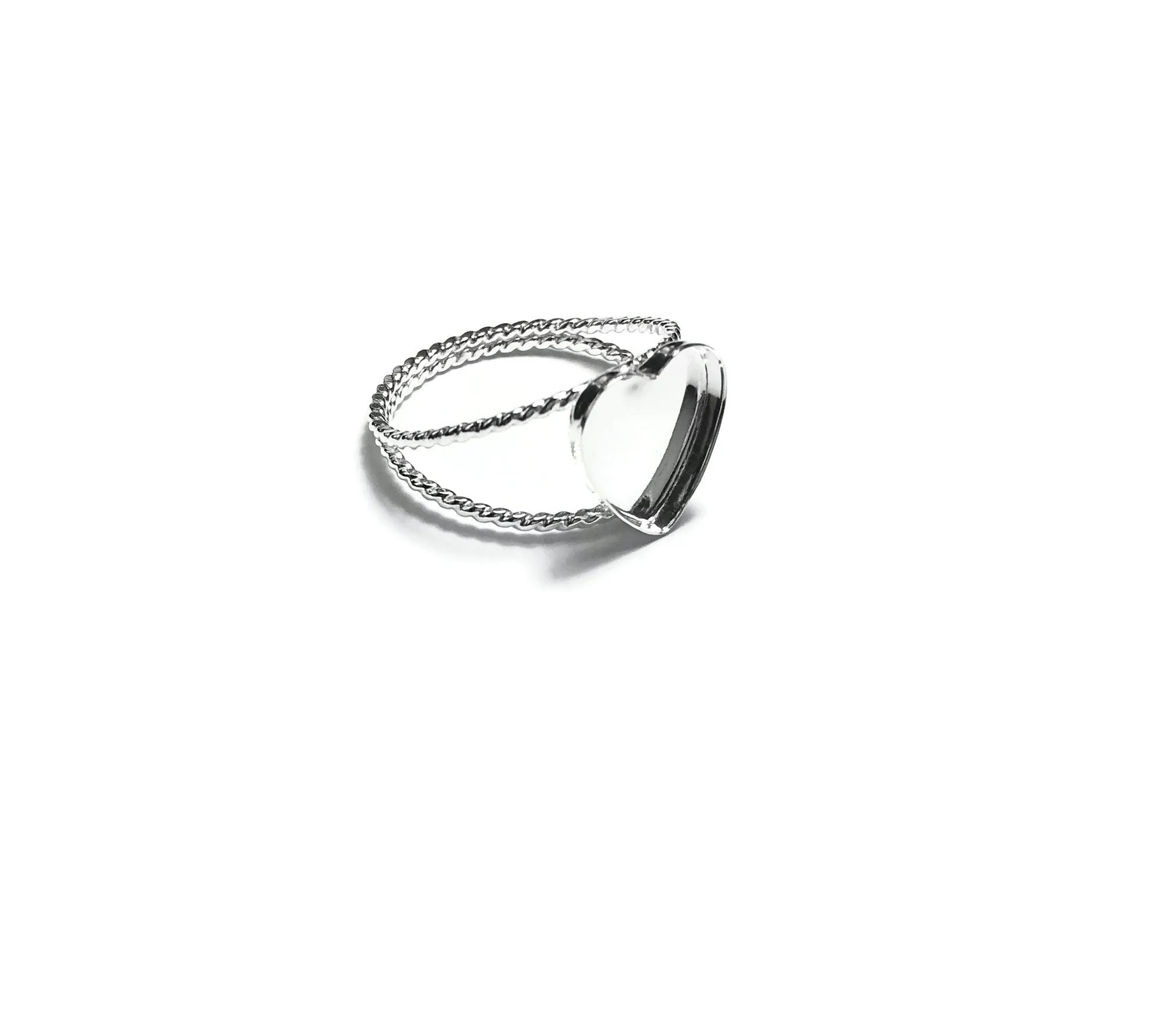 Double Twist Rope Heart Bezel Ring Blank | 8 mm, 12 mm, 16 mm