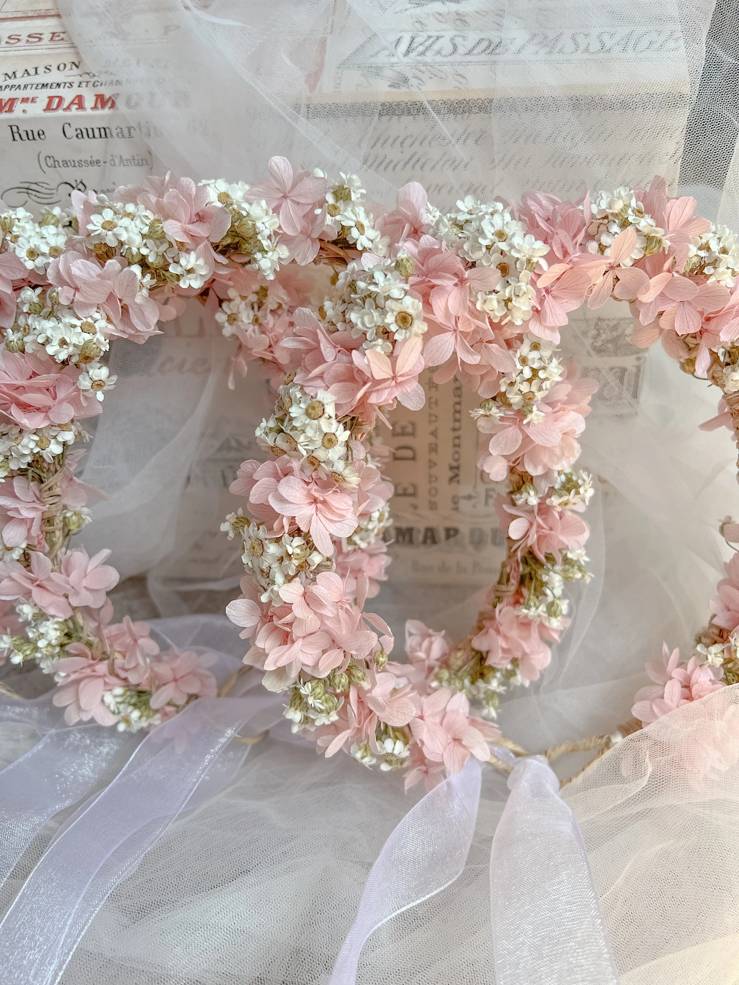 Dried Daisy Headband, Daisy and Pink Hydrangea Flower Crown, Dusty Pink Headpiece for Brides, Flower Girls Headband, Romantic Floral Tiara