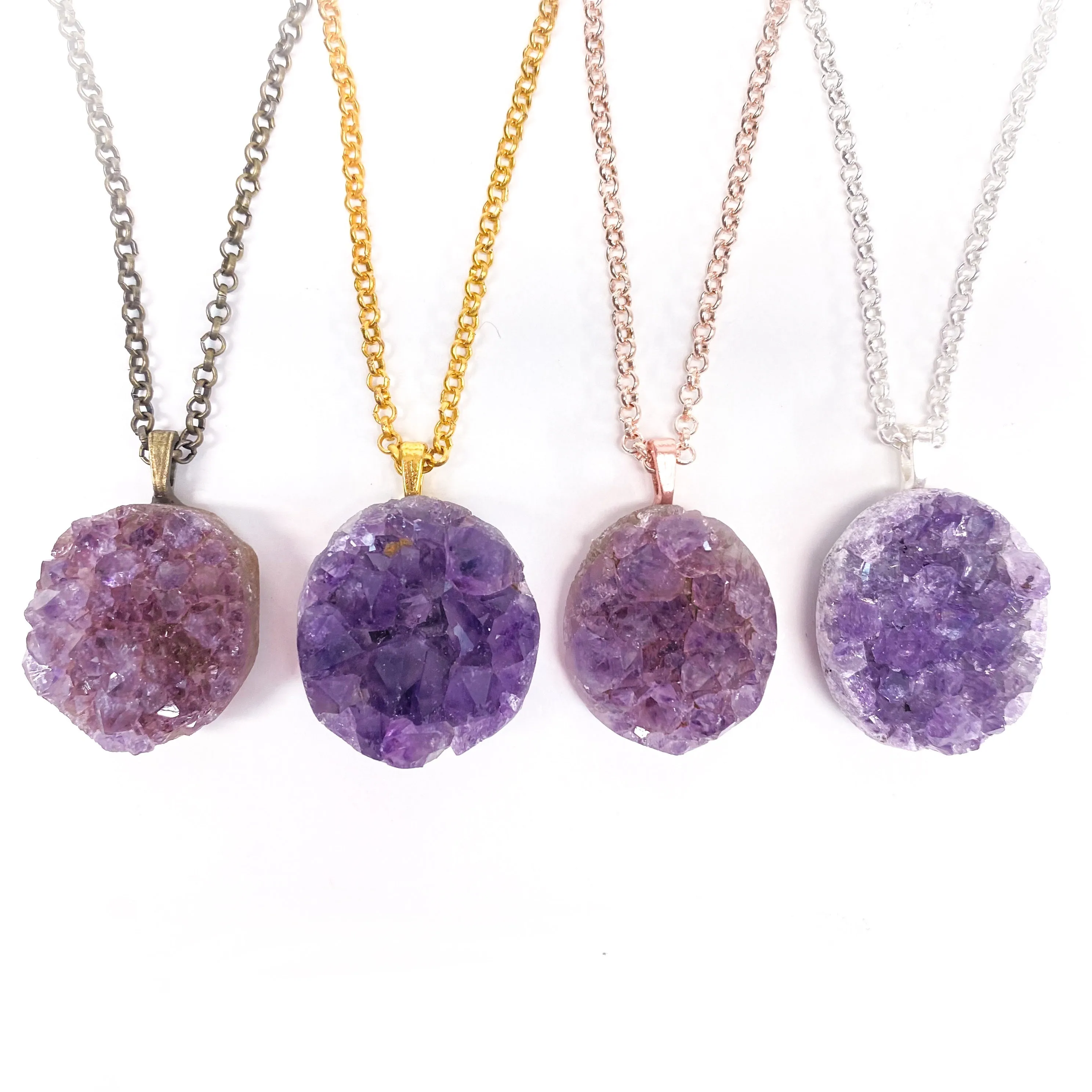 Druzy Amethyst Pendant Necklace