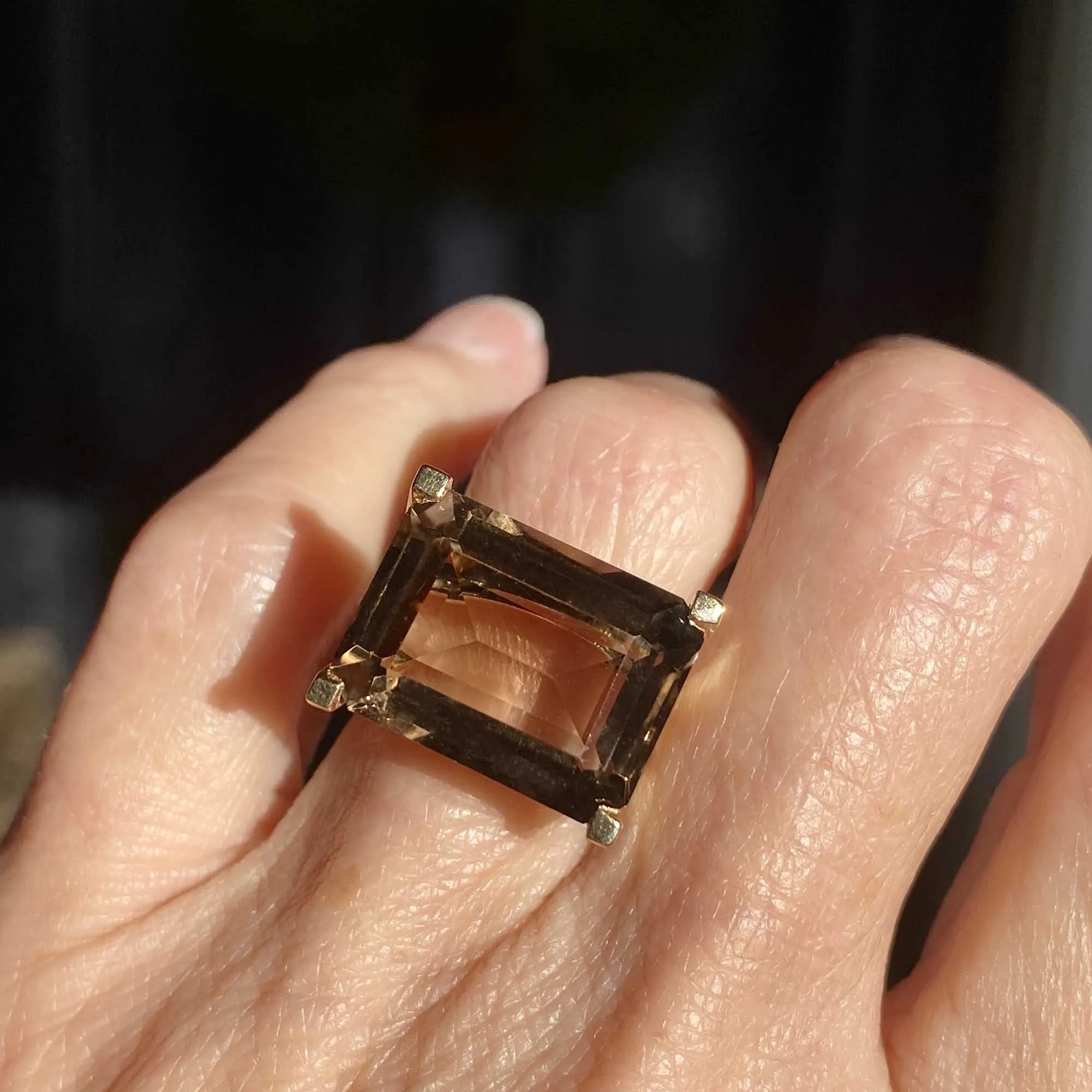 East West Smoky Quartz Ring in 14K Gold