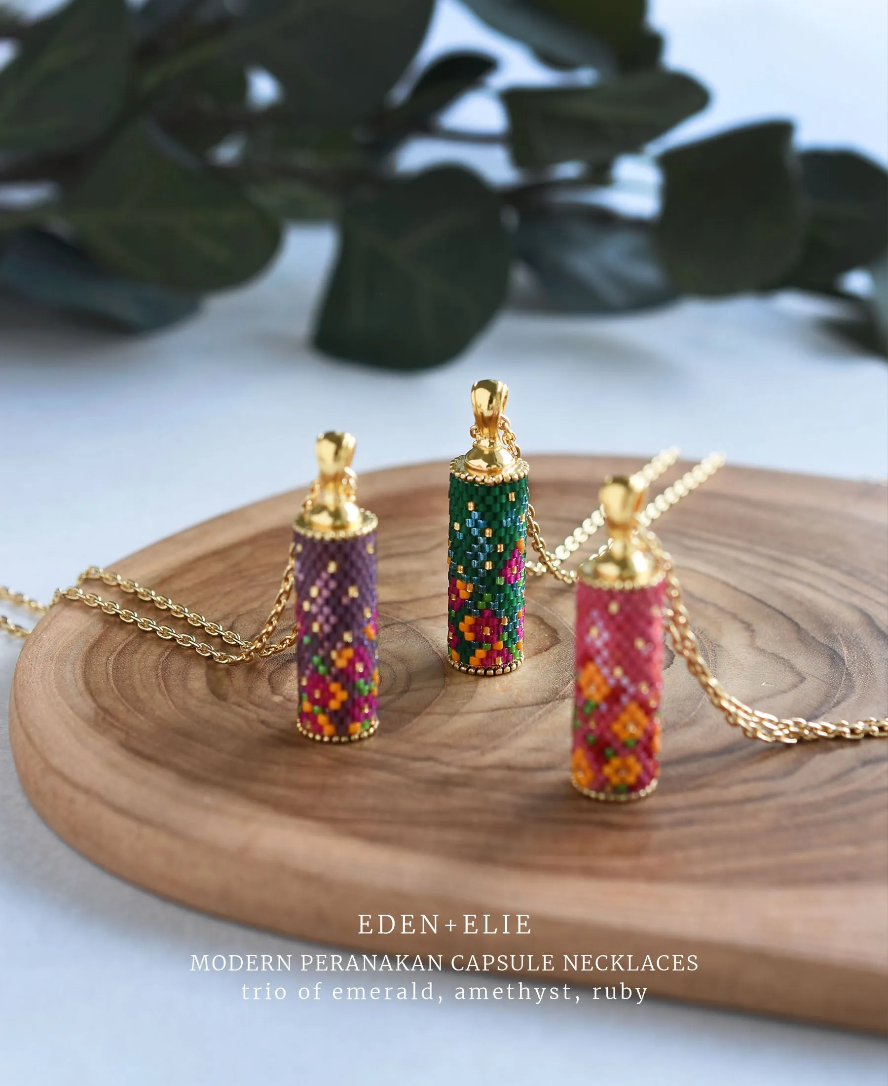 EDEN   ELIE Modern Peranakan capsule pendant necklace - amethyst