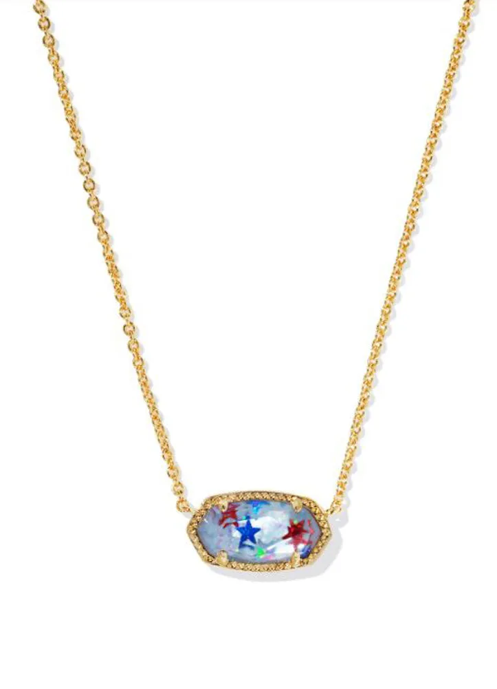 Elisa Pendant Neckalce Gold Red/White/Blue Illusion by Kendra Scott