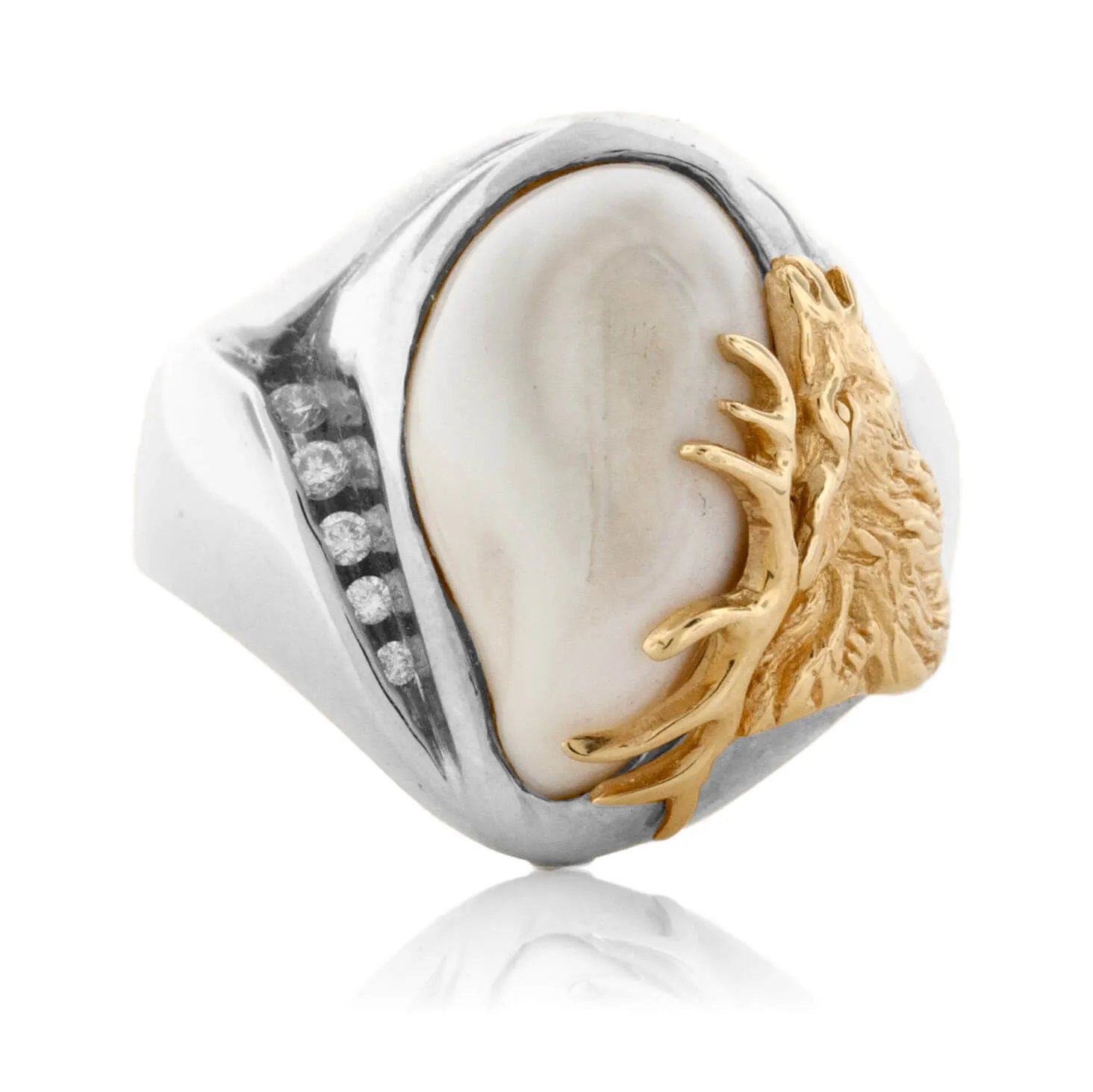 Elk Tooth Ivory Diamond Ring