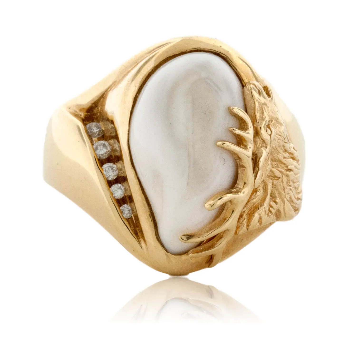 Elk Tooth Ivory Diamond Ring