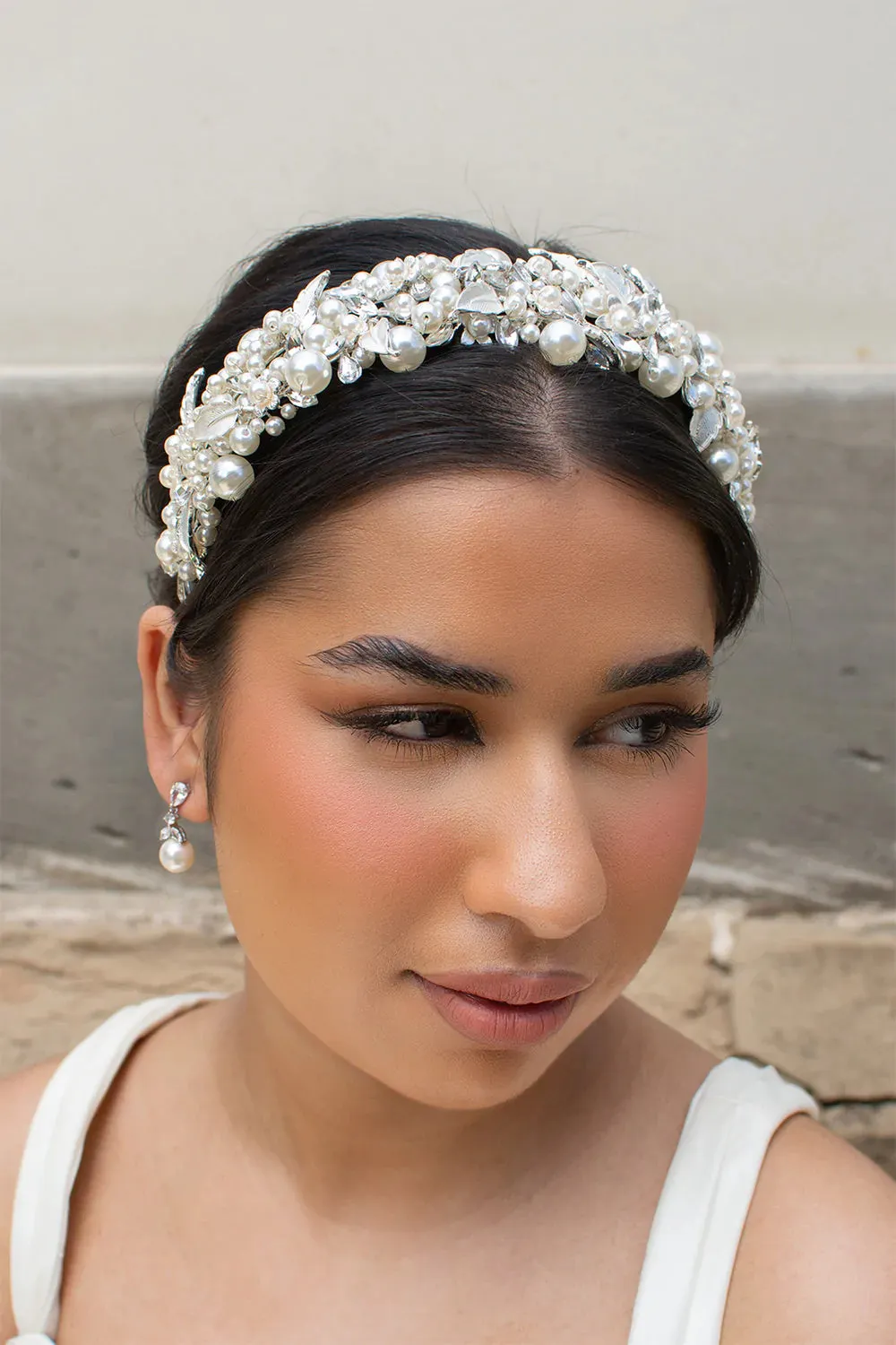 Eloise - Pearl Crystal Wide Bridal Headband