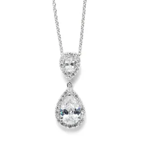 Elsa Bridal Cubic Zirconia Drop Pendant Necklace