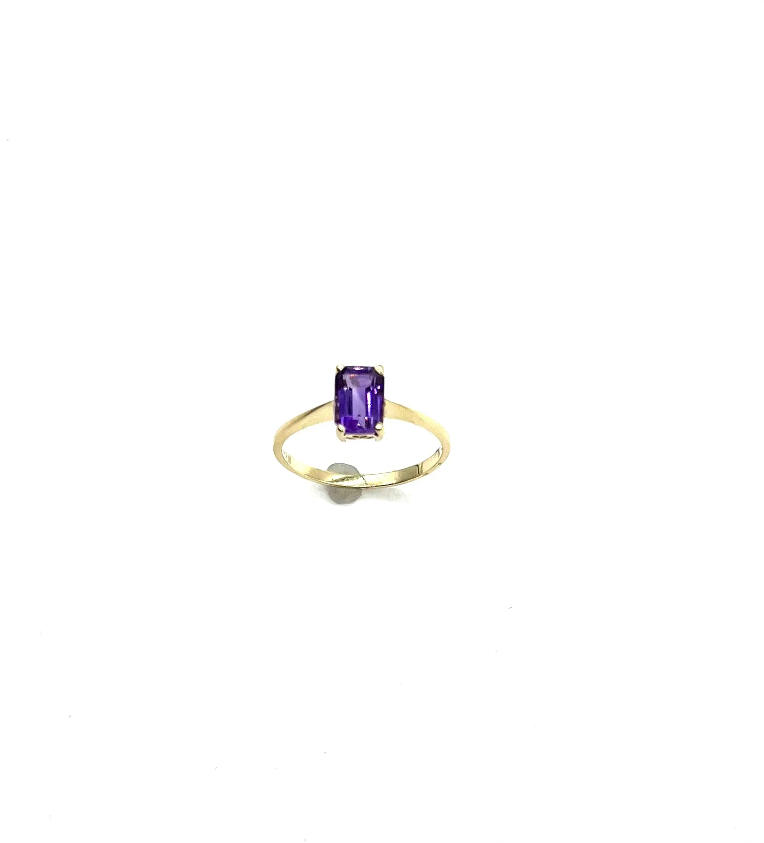 Emerald Cut Amethyst Heart Cutout Ring