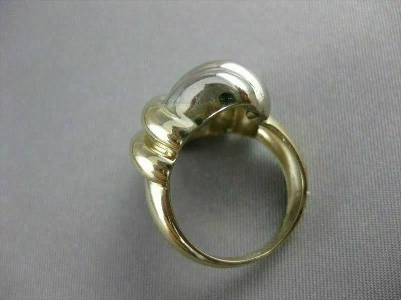 ESTATE WIDE LARGE 14K WHITE & YELLOW GOLD PUFF KNOT COCKTAIL RING 21MM #21391