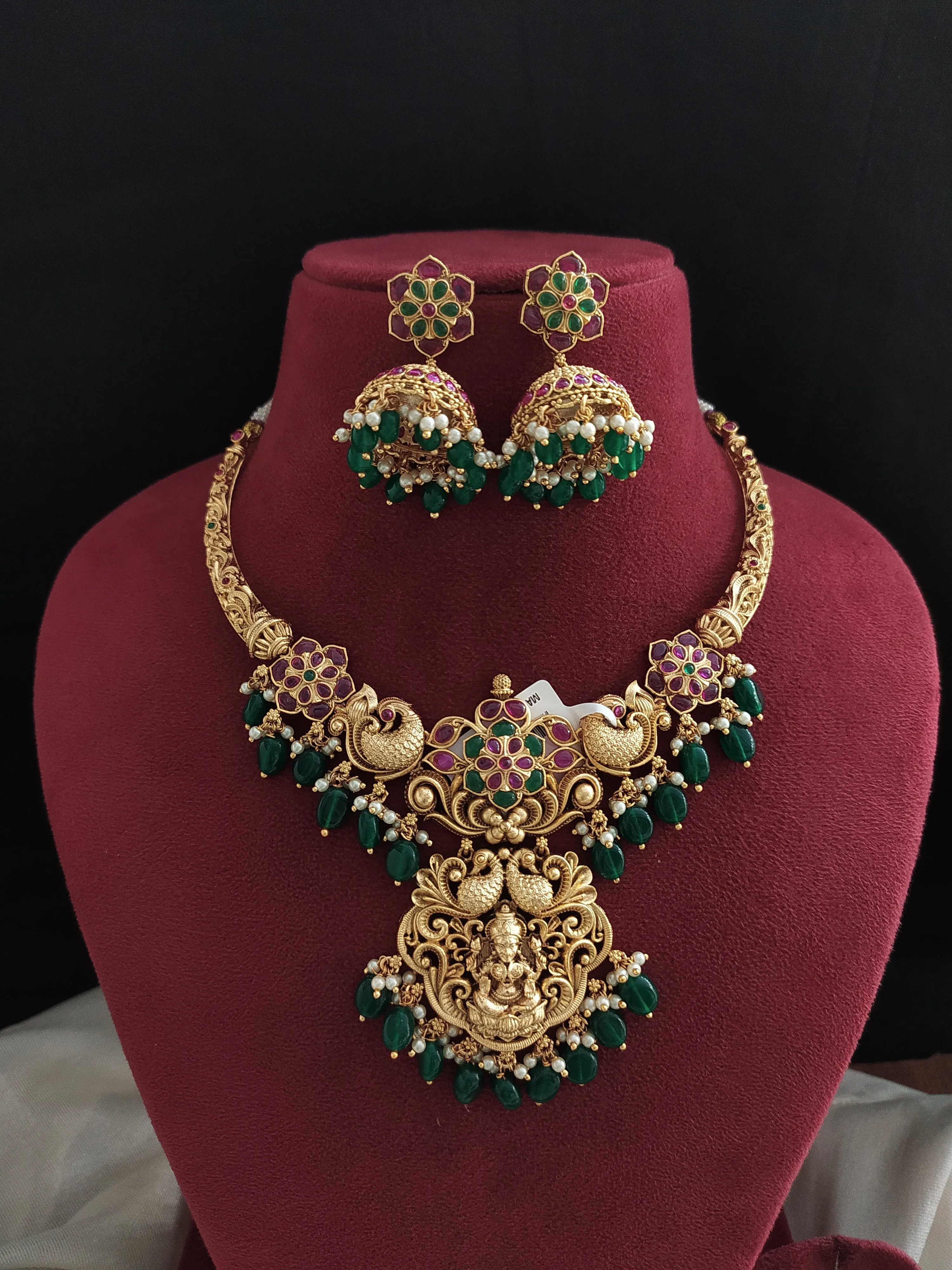 Eternal Copper Finish Lakshmi Design Antique Hasli Necklace Set