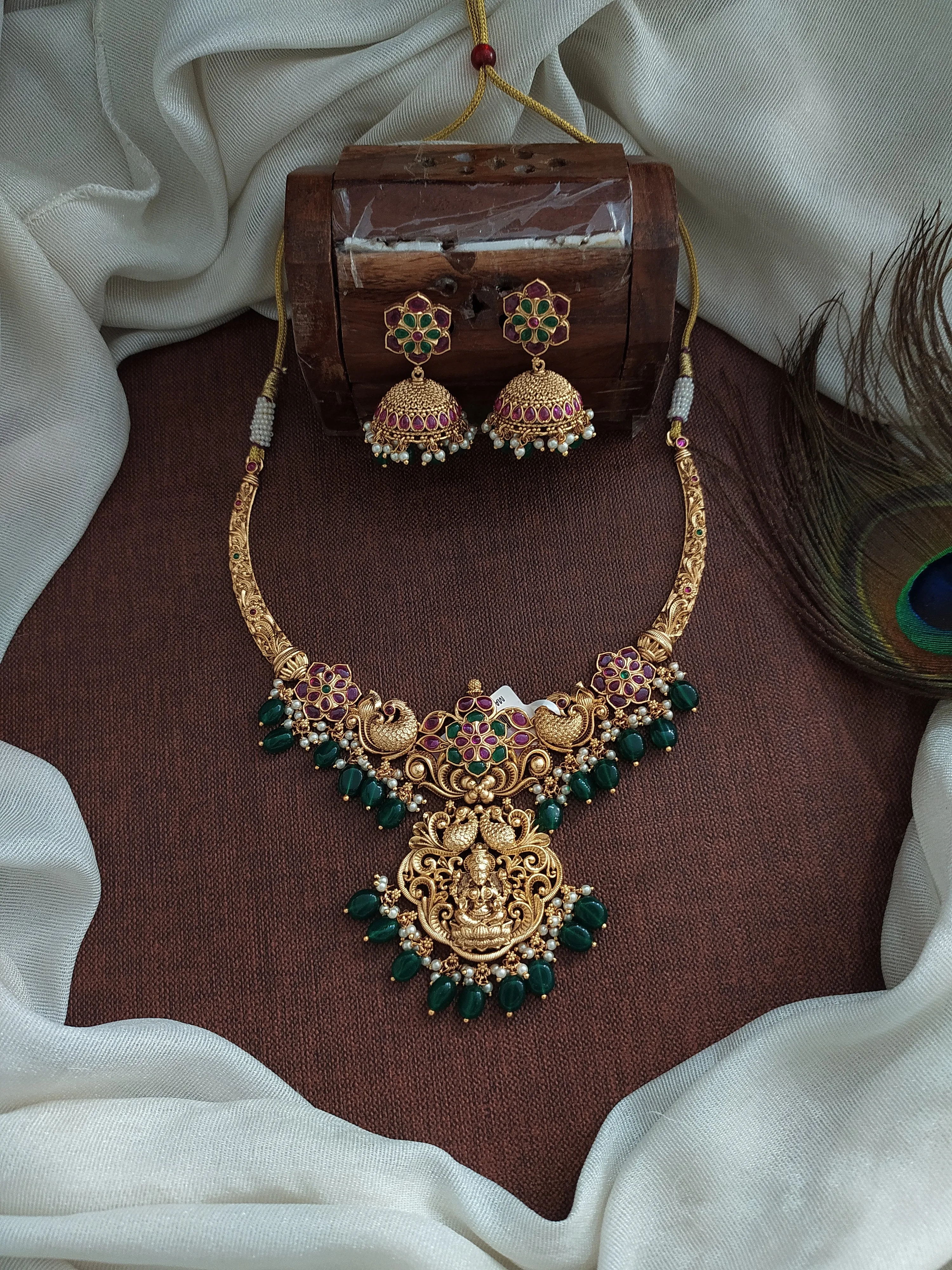 Eternal Copper Finish Lakshmi Design Antique Hasli Necklace Set