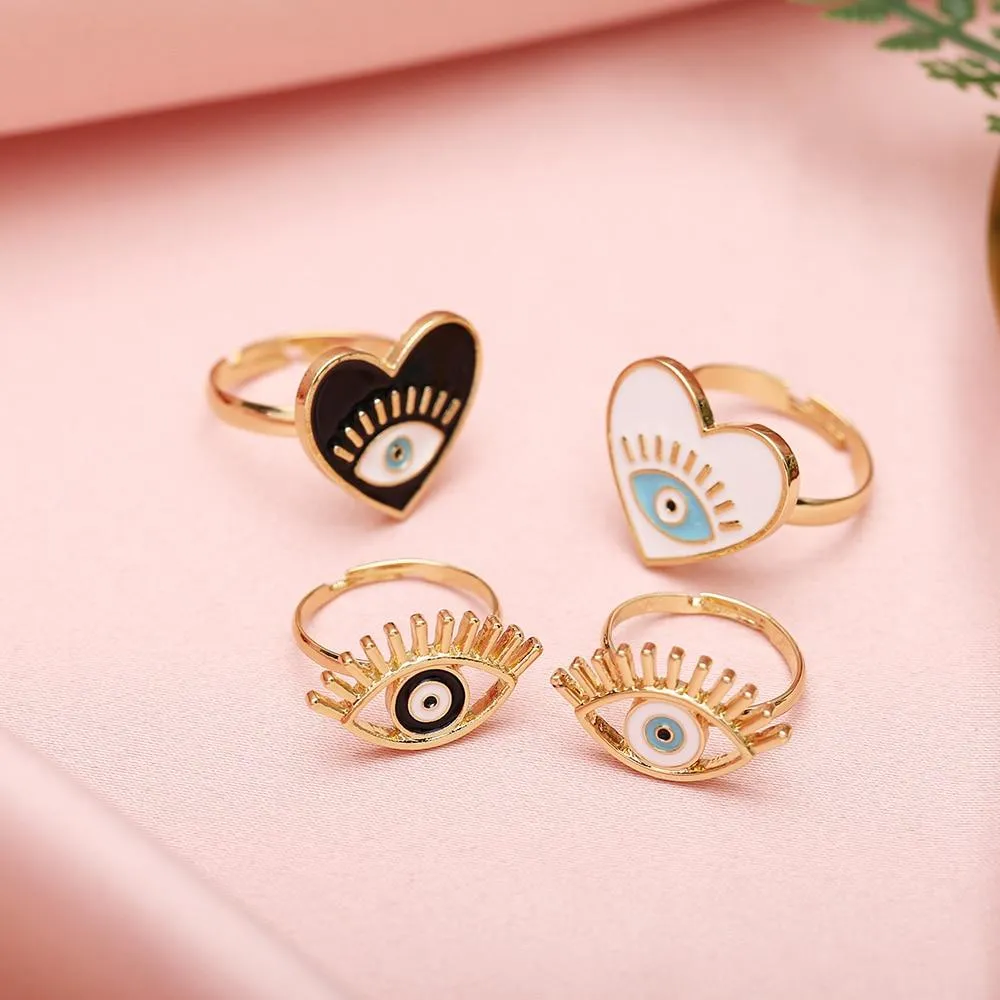 Evil Eye Gold Ring White