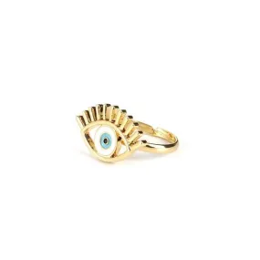 Evil Eye Gold Ring White