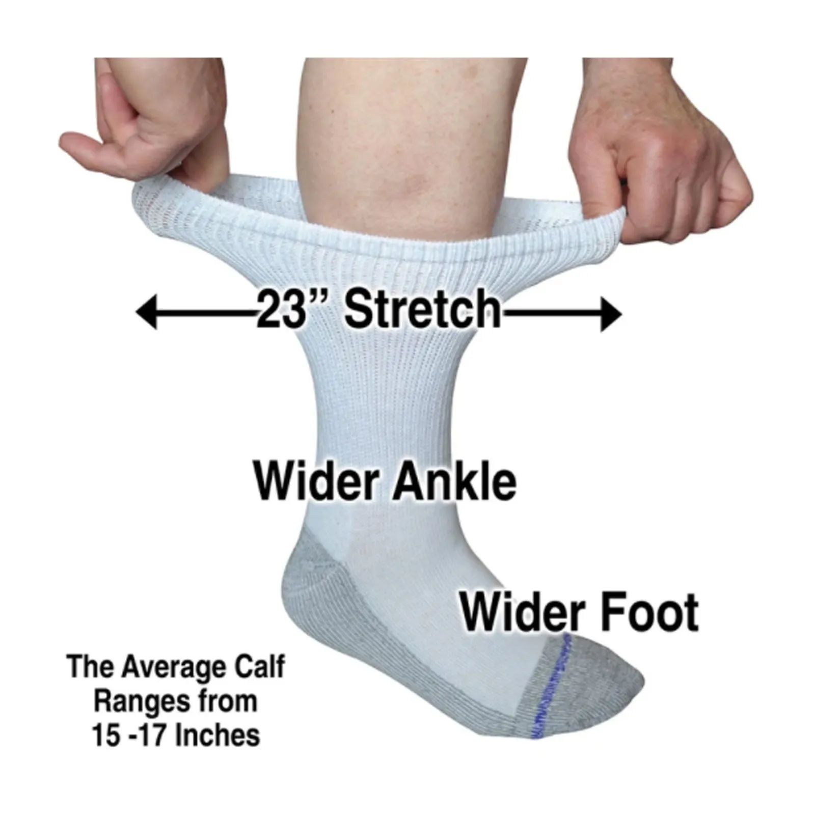 Extrawide Loose Fit Stays Up Medical Sock (Unisex) - Black