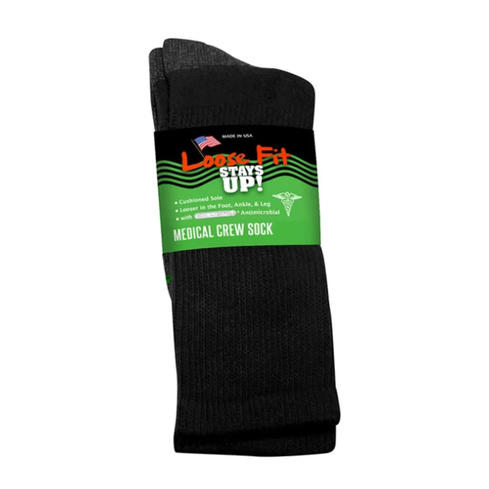 Extrawide Loose Fit Stays Up Medical Sock (Unisex) - Black