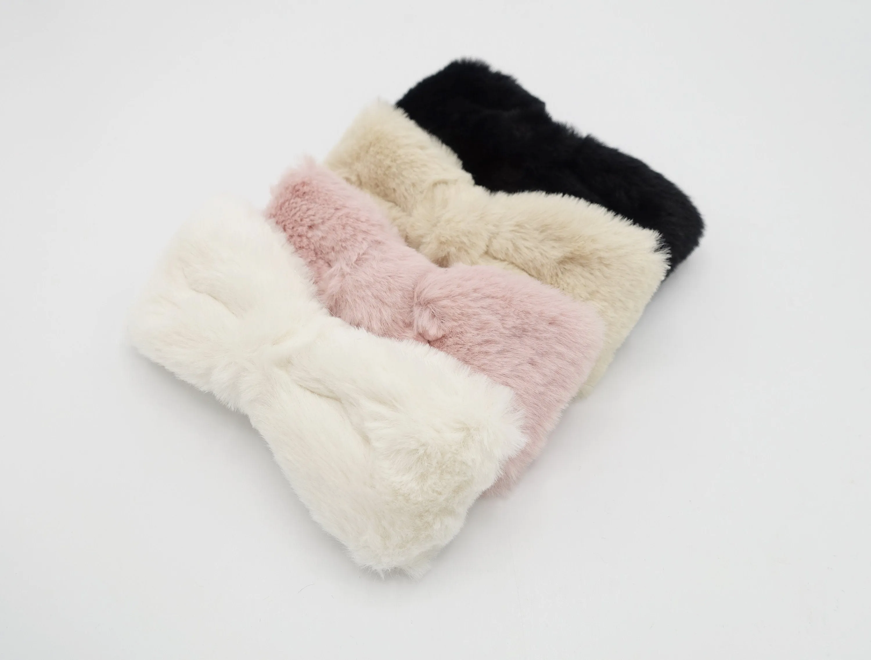 fabric fur hair bow soft Winter hair accessory for women