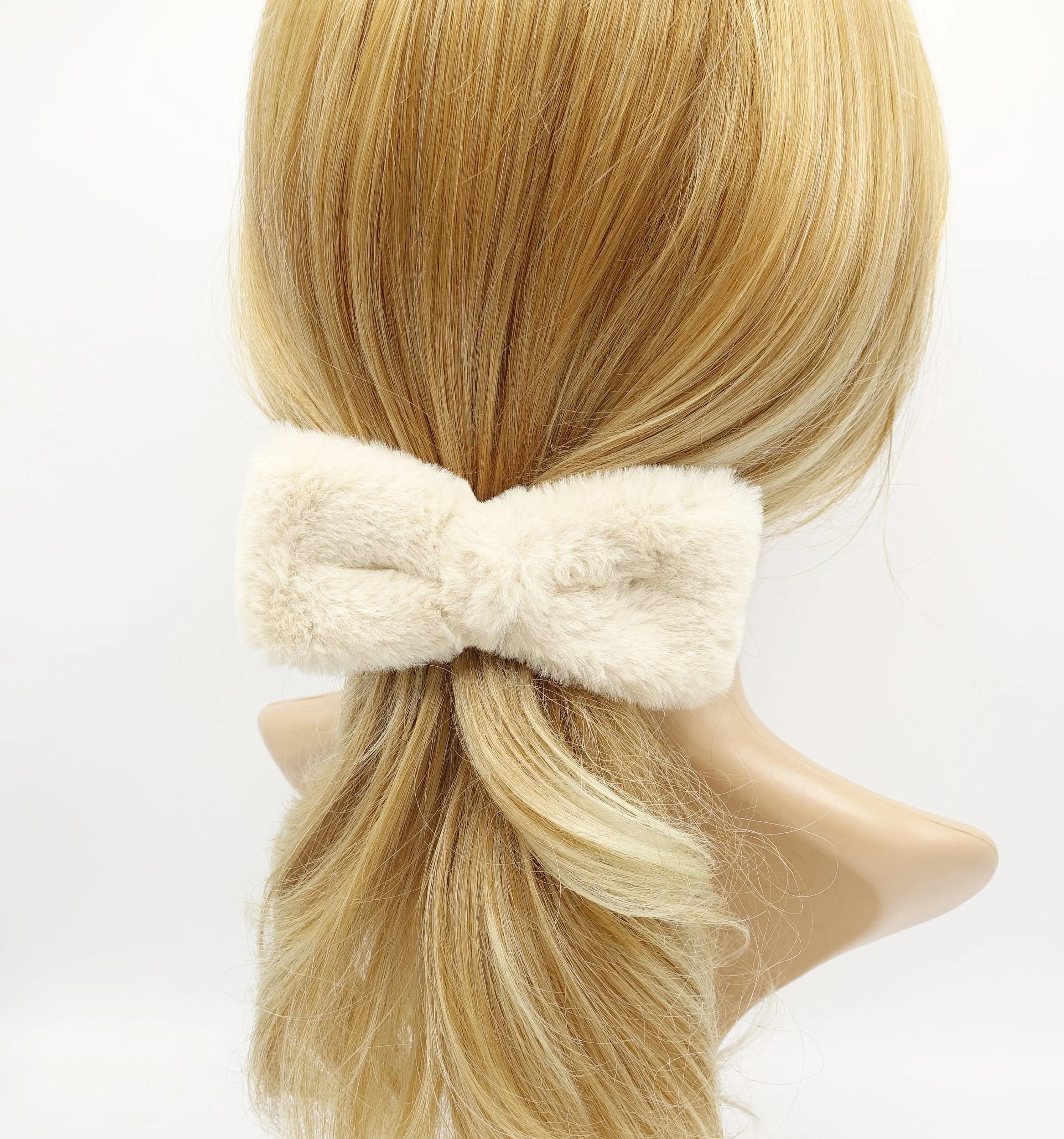 fabric fur hair bow soft Winter hair accessory for women