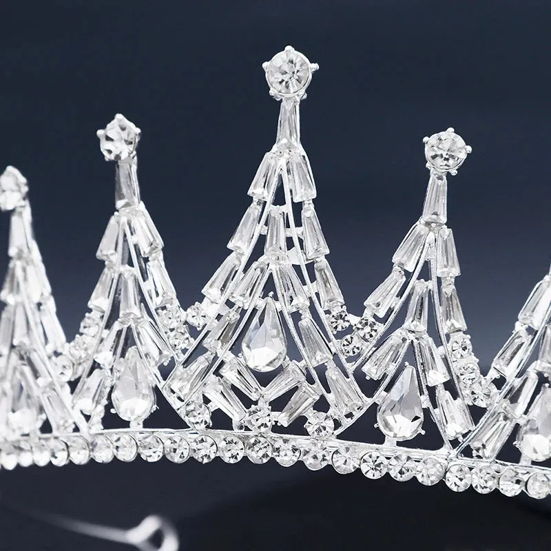 Fashion Crystal Bridal Wedding Crown Silver Color Tiara Hair  Accessory