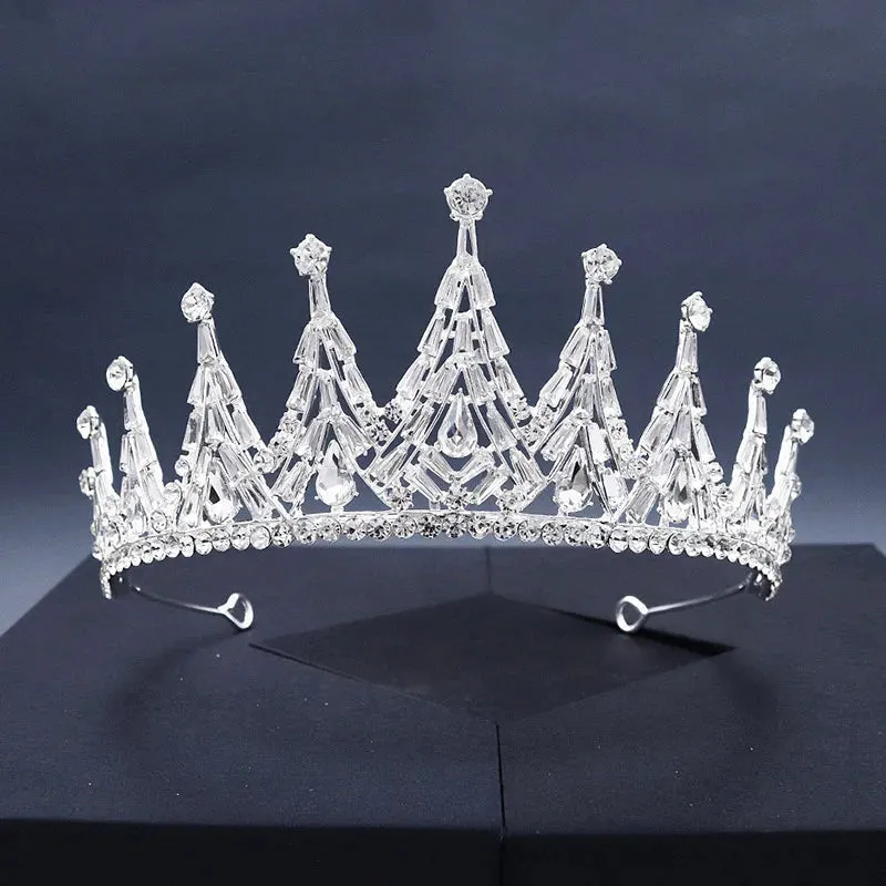 Fashion Crystal Bridal Wedding Crown Silver Color Tiara Hair  Accessory