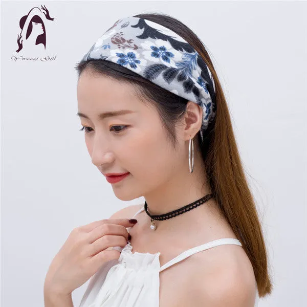 Fashion Women Elastic Headband Floral Head Wrap Girl Turban Hair Accessories Retro Party Apparel Hair Bands 2017