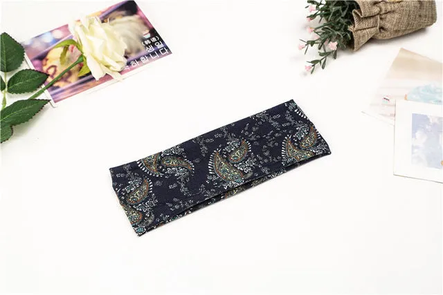 Fashion Women Elastic Headband Floral Head Wrap Girl Turban Hair Accessories Retro Party Apparel Hair Bands 2017