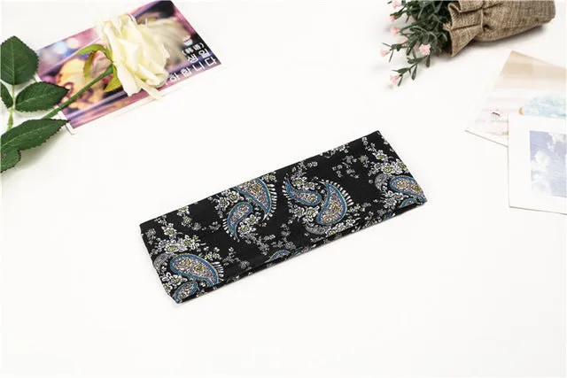 Fashion Women Elastic Headband Floral Head Wrap Girl Turban Hair Accessories Retro Party Apparel Hair Bands 2017