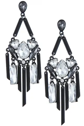 Faux Jeweled Bar Pendant Chandelier Earrings