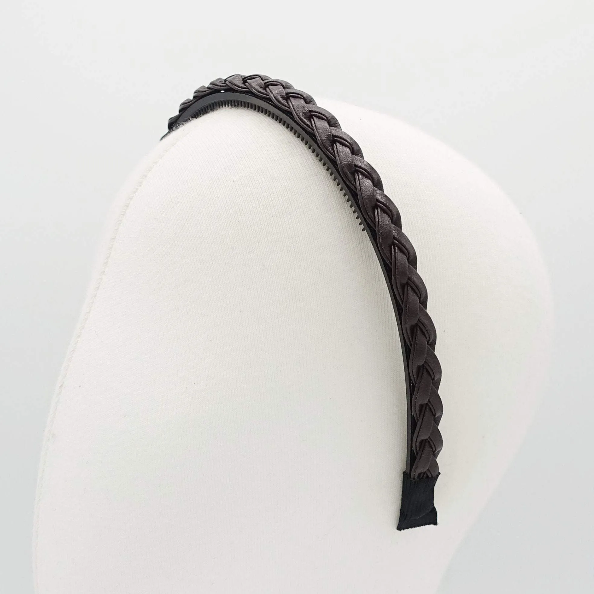 faux leather braided headband thin narrow womens hairband