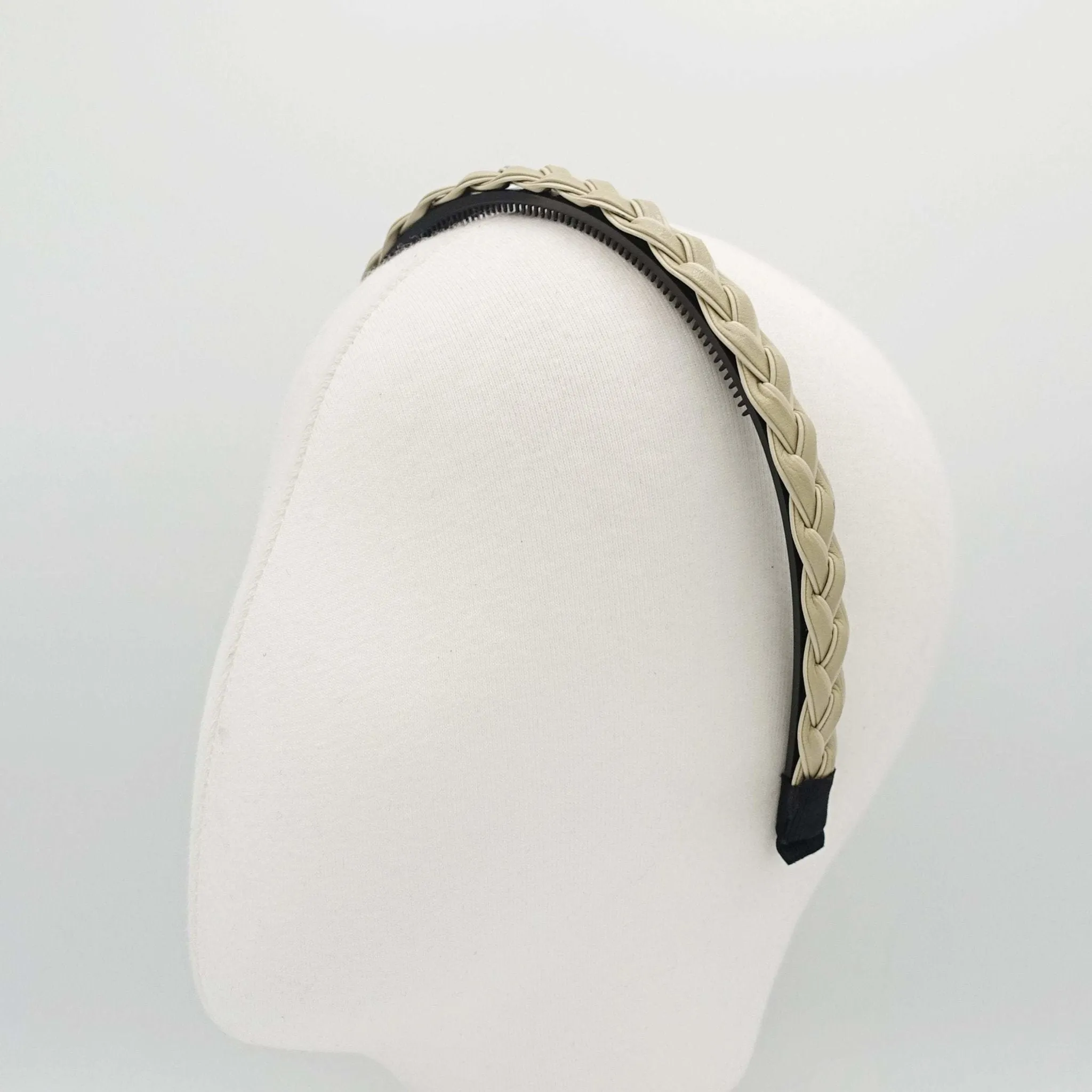 faux leather braided headband thin narrow womens hairband