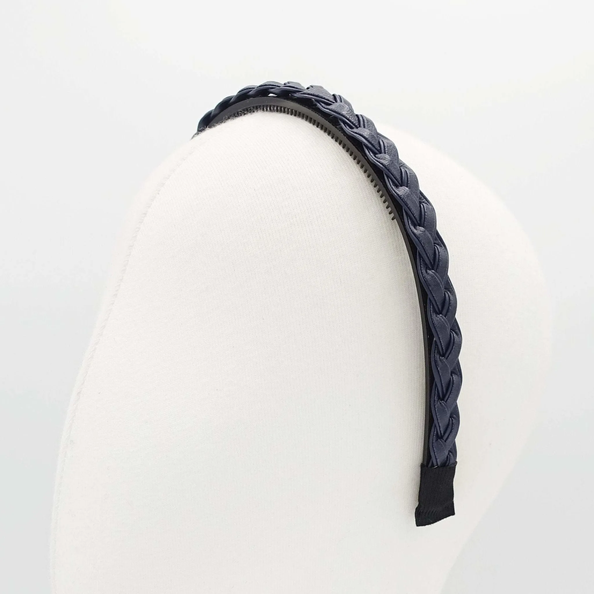 faux leather braided headband thin narrow womens hairband