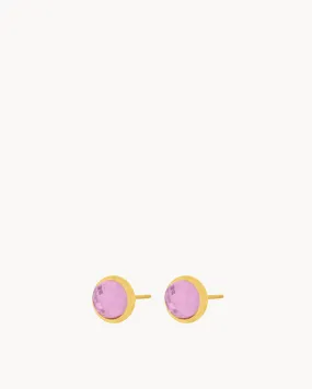 February Birthstone Devotion Signature Dainty Stud Earrings, Gold