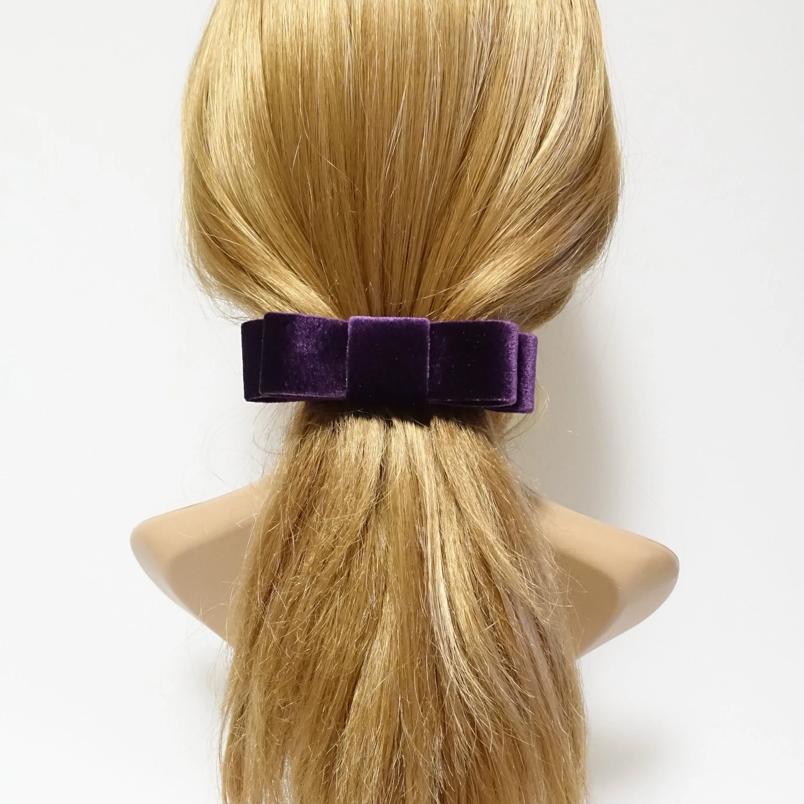 flat velvet bow french bow barrette