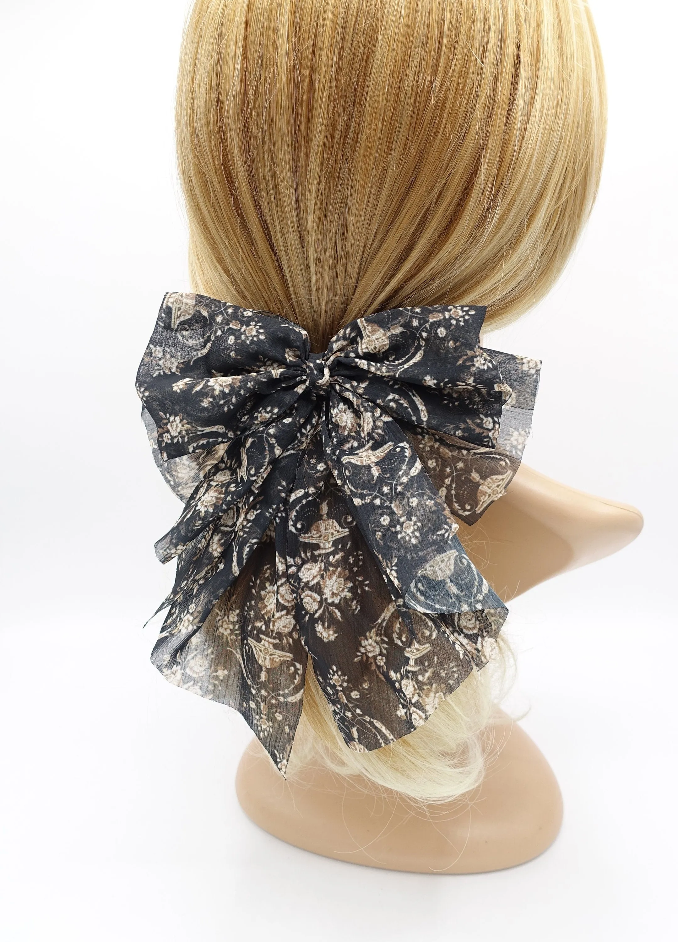 floral hair bow, paisley hair bow, floral paisley hair bow for women