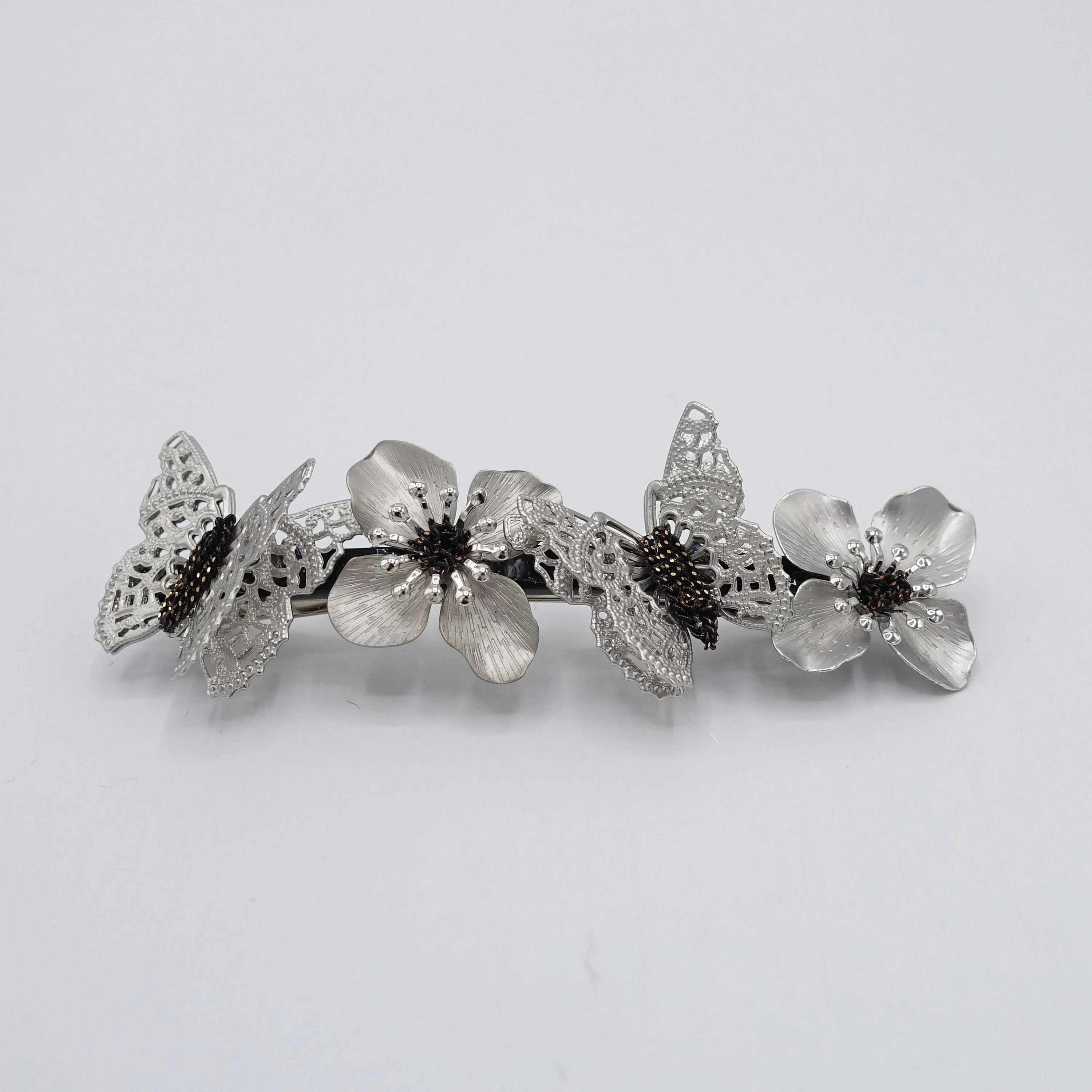 flower butterfly metal  hair barrette